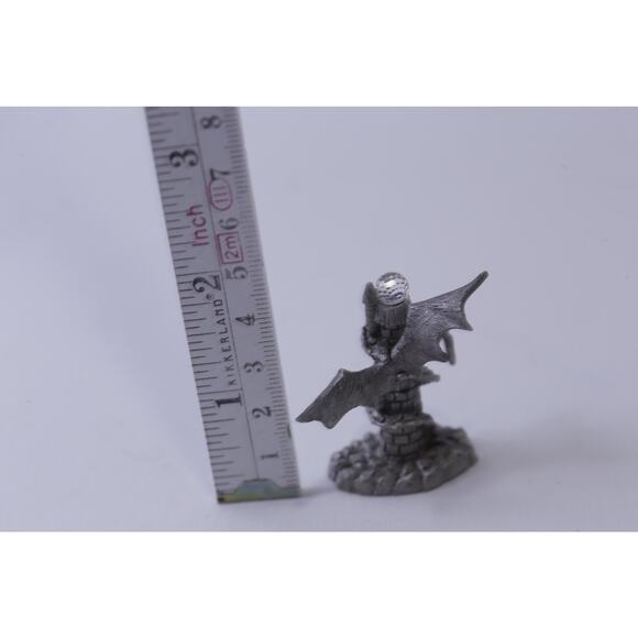 Dragon Attacking a Castle with Crystal Ball, Pewter Figurine, Game Piece - Picture 3 of 3